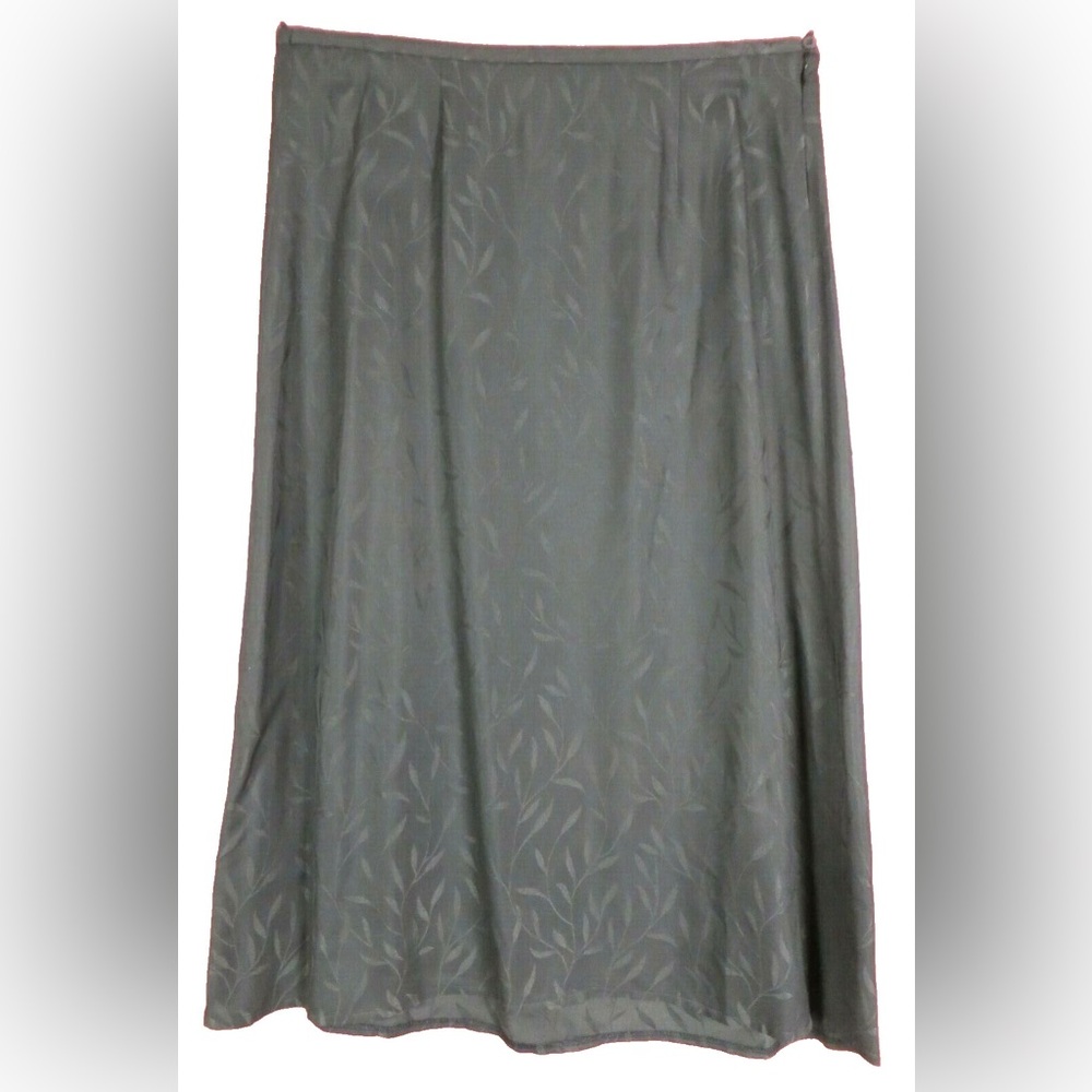Eileen Fisher subtle vintage leaves Gray Maxi Skirt‎ minimalist S